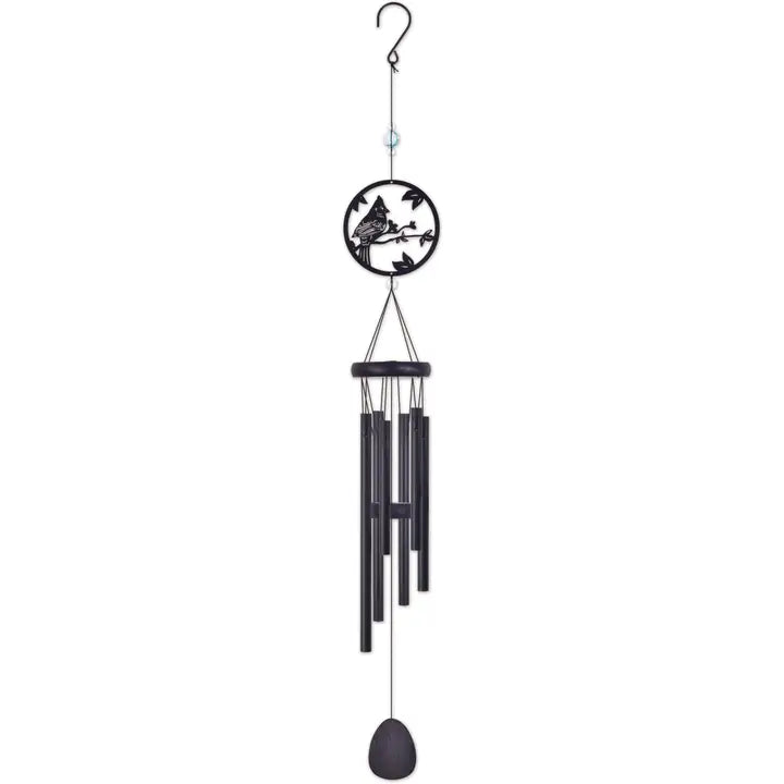 Metal Wind chime with a cardinal in black