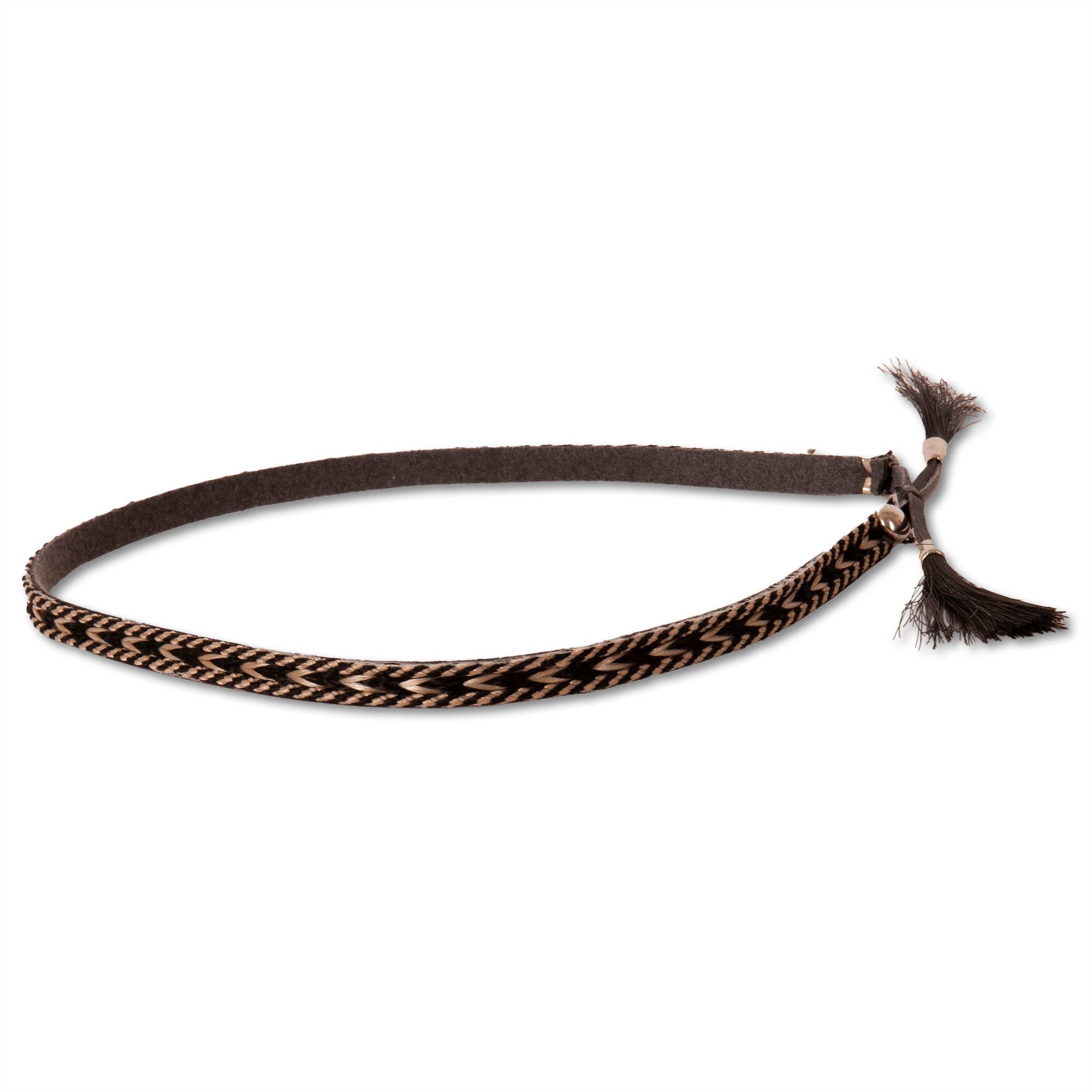 Braided brown Hat band wit horse hair tassels