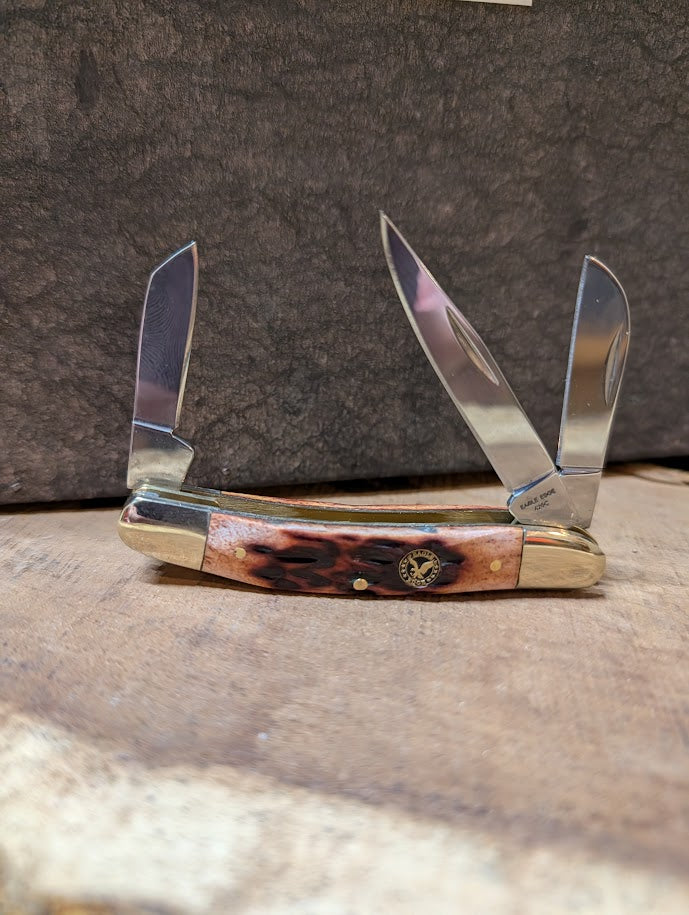 3 blade pocket knife with a bone handle