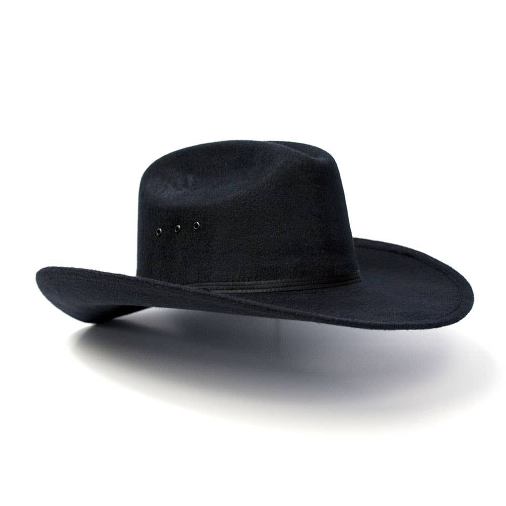 Black Felt Finish Western Cattleman Hat with Black Hat Band