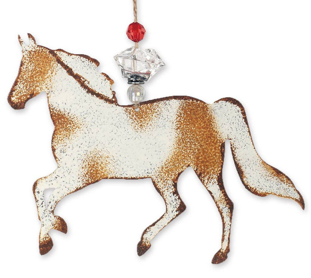 Decorative horse ornament with a red bead