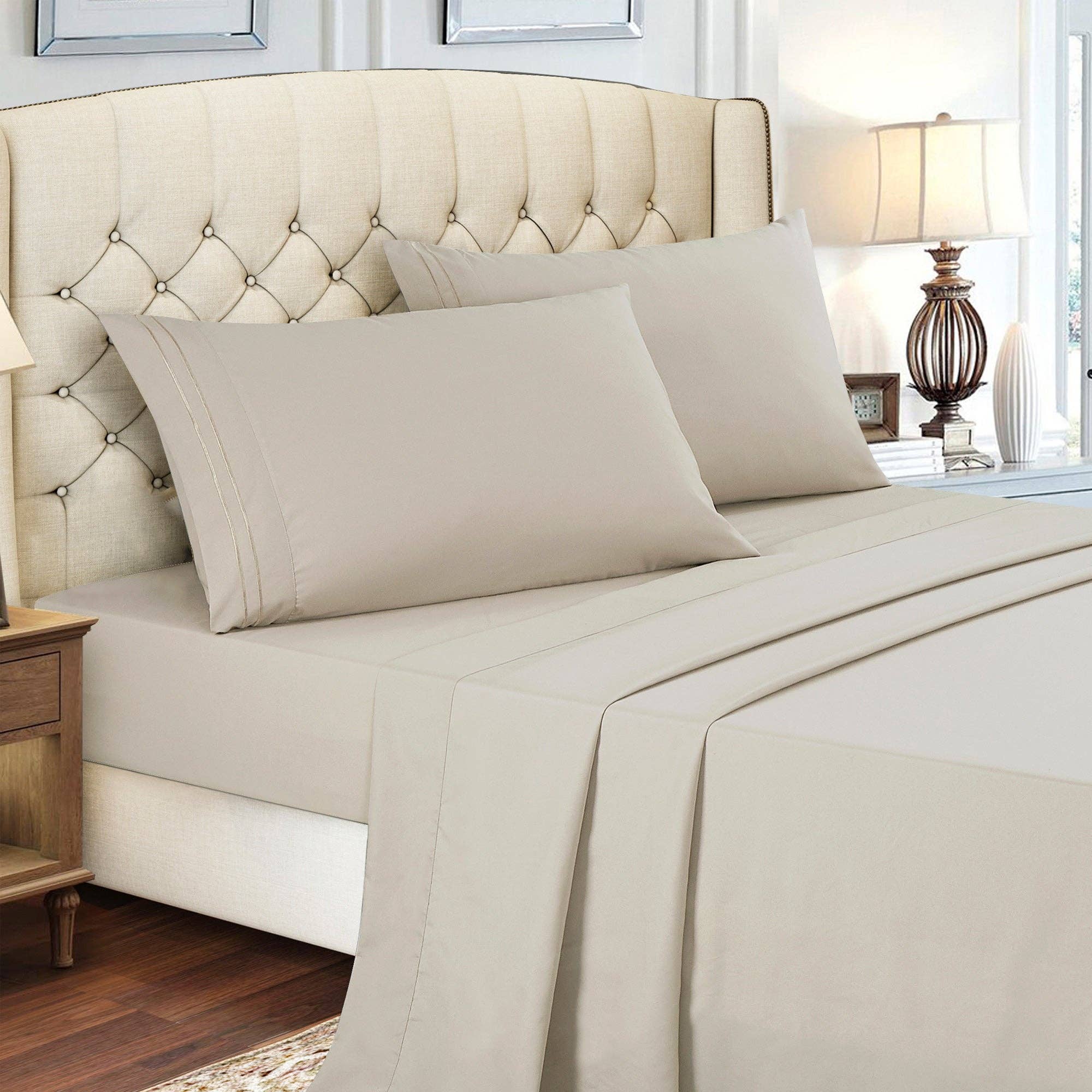 Soft Microfiber Deep Pocket Bed Sheets - 4 Piece Set- Taupe Color