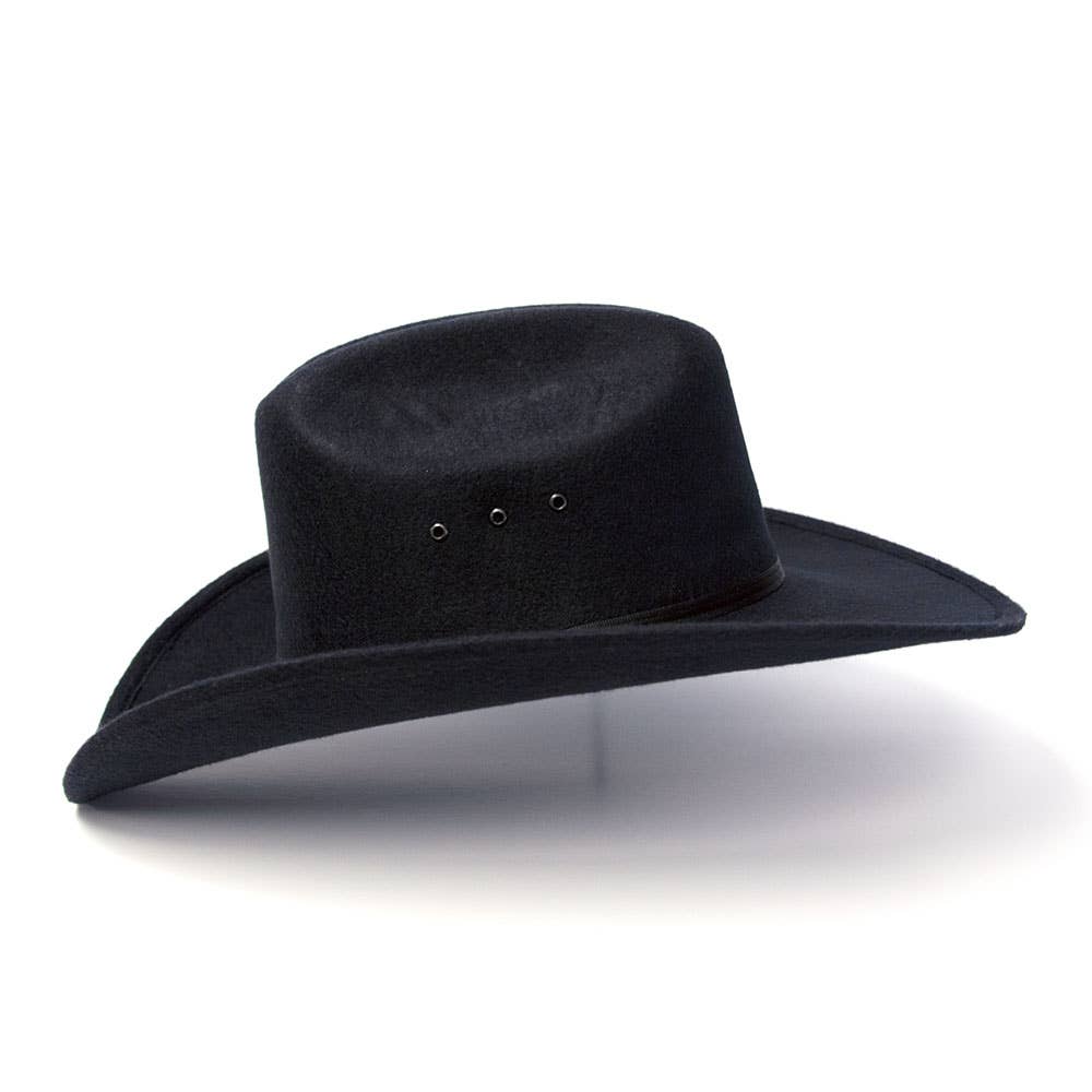 Black Felt Finish Western Cattleman Hat with Black Hat Band