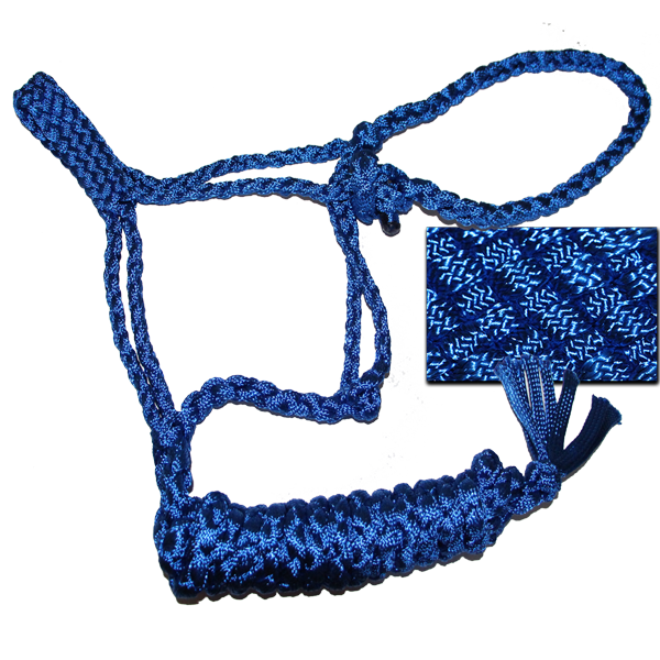 Blue braided cob/pony halter with a matching lead 