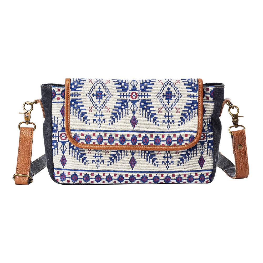 Star Light Rhyme Western Leather & Canvas Shoulder Bag