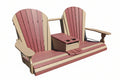 5ft Barrel back tan and red poly swing with white background