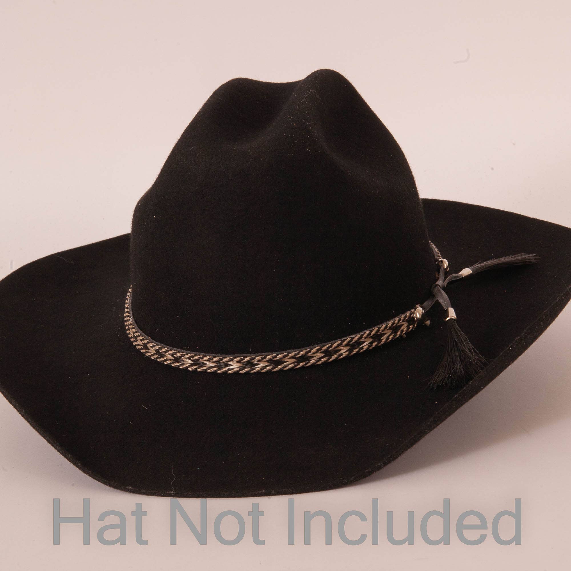 Black cowboy hat with a chain band on a white background, 'Hat Not Included' text at the bottom.