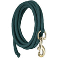 A green polypropylene cord lead with a brass-plated bolt snap, designed for miniature horses or as a dog leash.