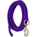A purple polypropylene rope lead with a brass-plated bolt snap, designed for miniature horses or as a dog leash.