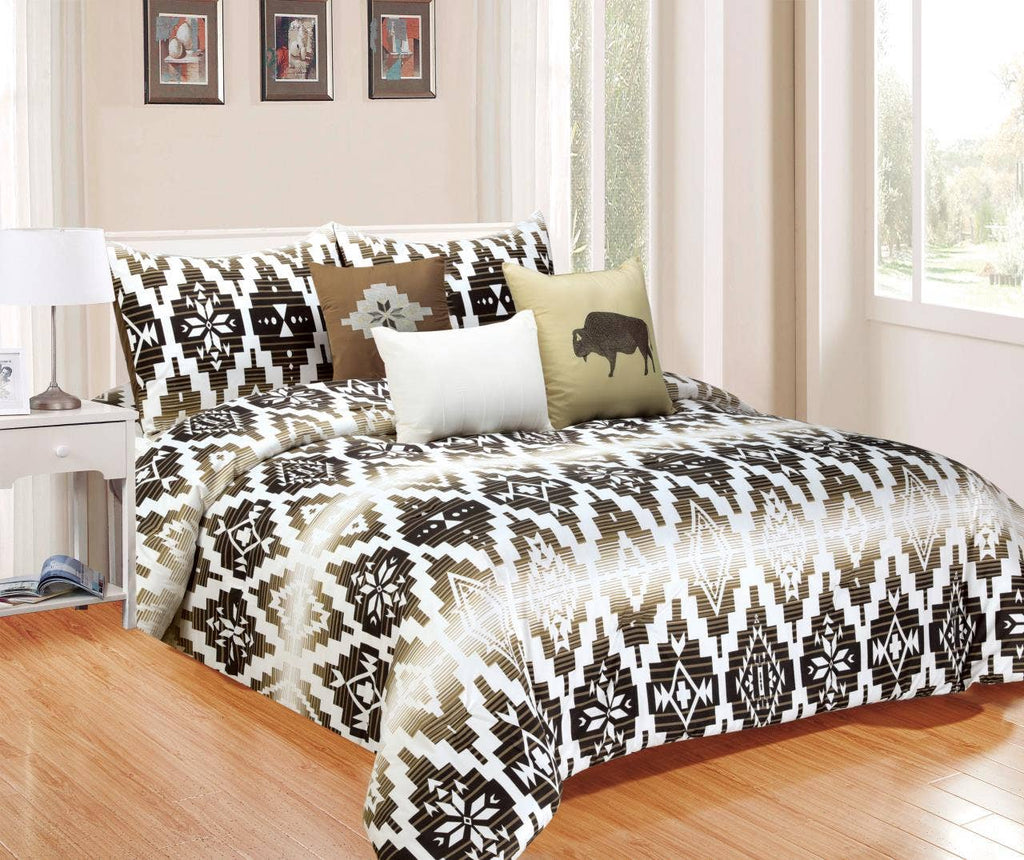 Brown Navajo Buffalo 6pc Comforter Set
