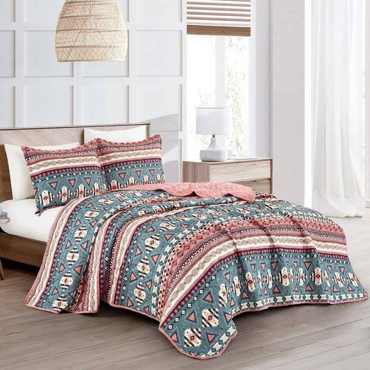 Mazel Southwest Aztec Quilt Set - 3 Piece Set