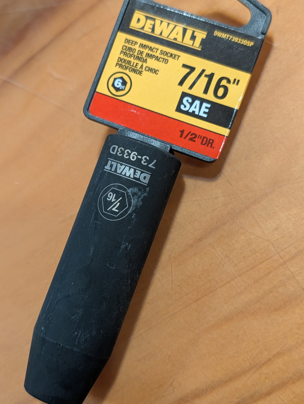 DEWALT 1/2" Drive Socket Deep Impact 6 PT 7/16