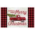 DOOR MAT-RED PICKUP "HAVE A MERRY CHRISTMAS"