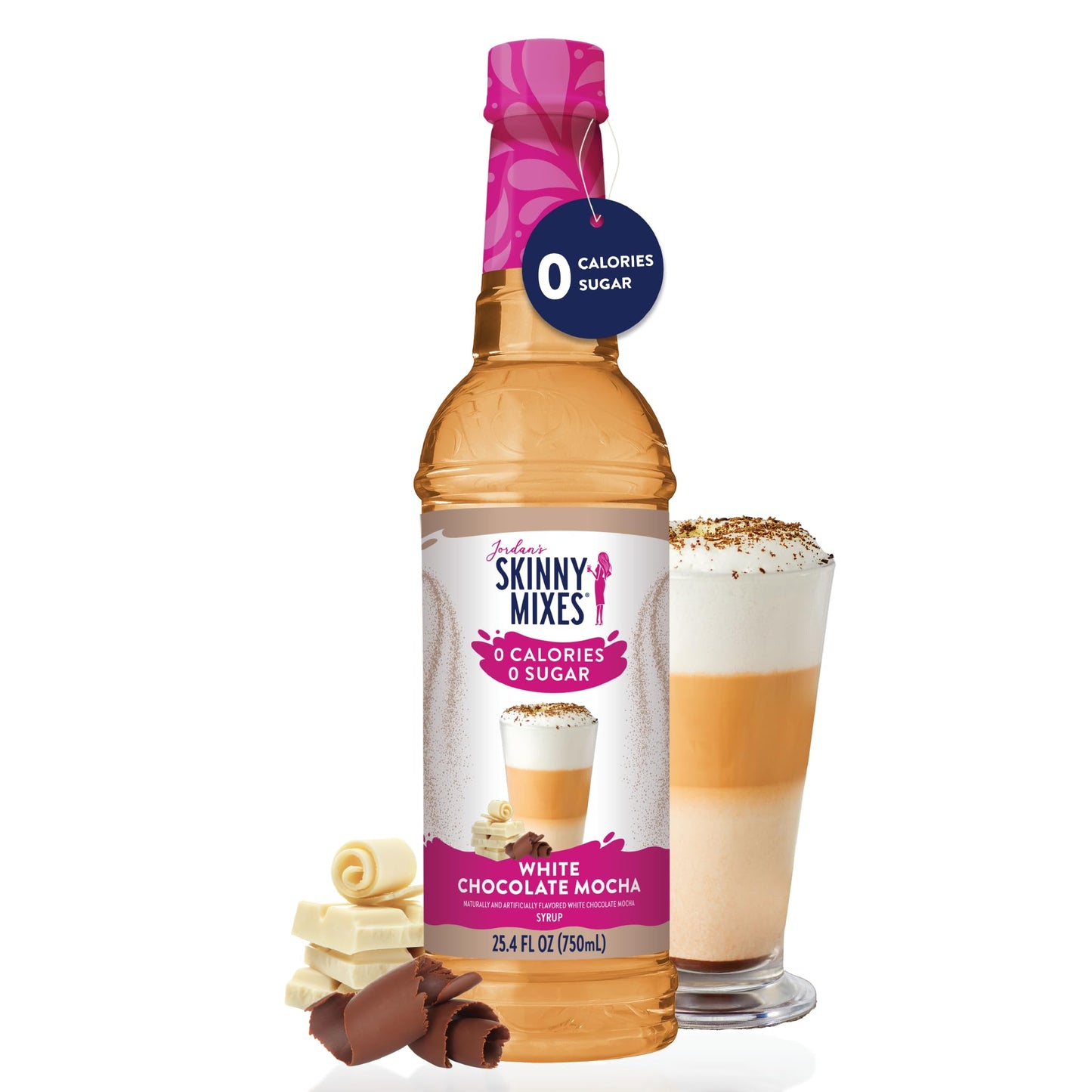 Jordan's Skinny Syrups Sugar Free Coffee Syrup, White Chocolate Mocha Flavor Mix, 25.4 Fl Oz