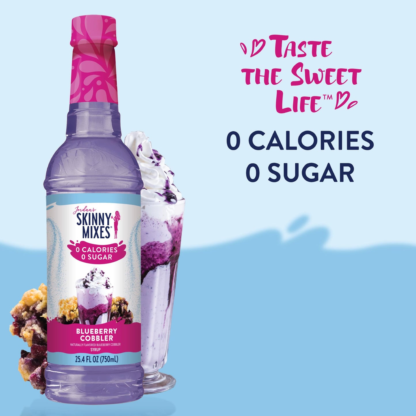 Jordan's Skinny Syrups Sugar Free Coffee Syrup, Blueberry Cobbler Syrup Flavor, 25.4 Fl Oz