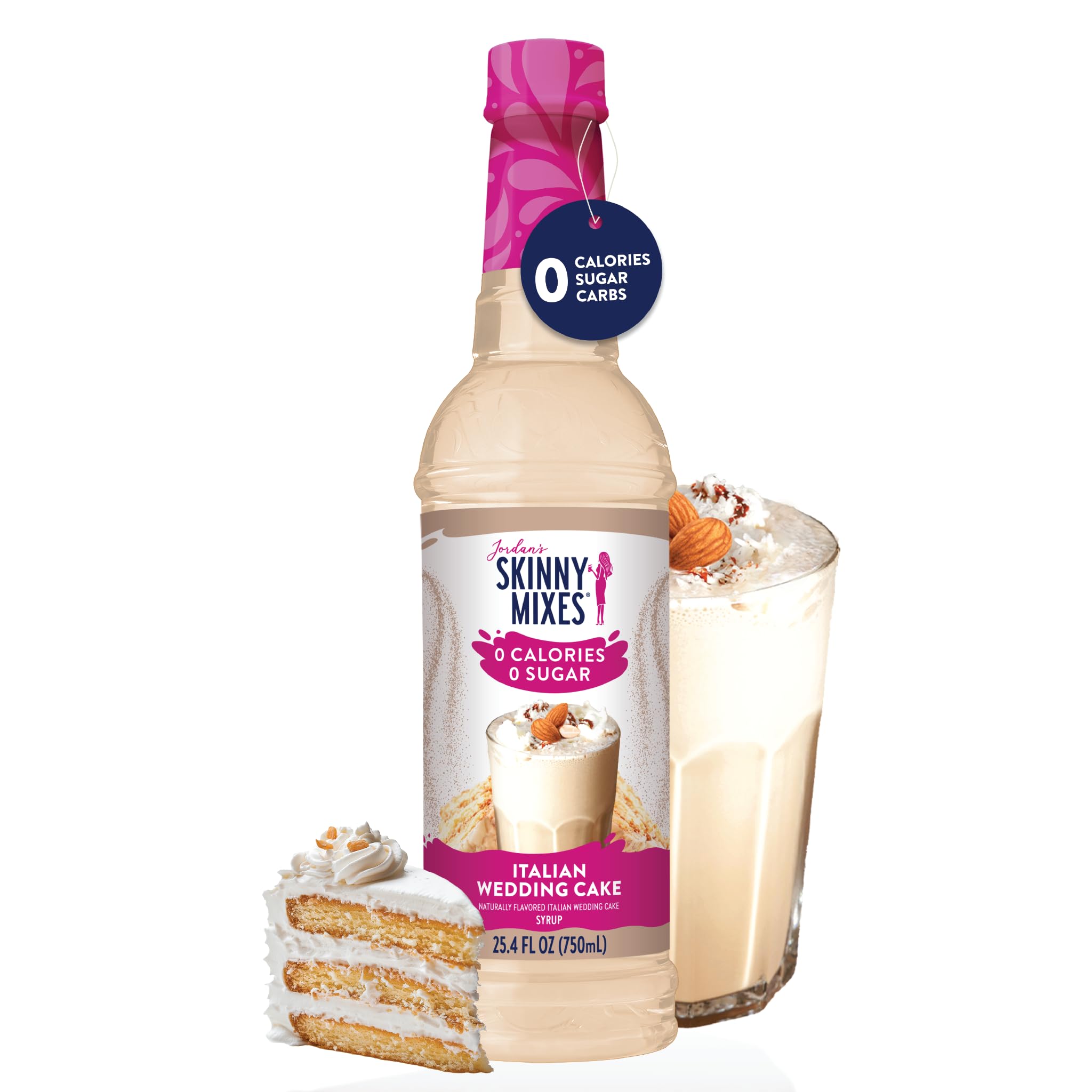Jordan's Skinny Syrups Sugar Free Coffee Syrup, Italian Wedding Cake Syrup Flavor, 25.4 Fl Oz
