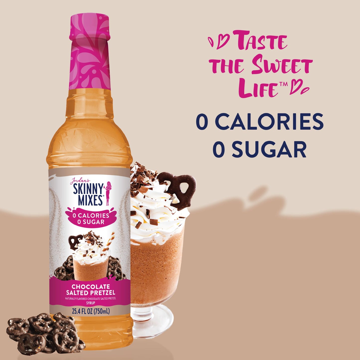 Jordan's Skinny Syrups Sugar Free Coffee Syrup, Chocolate Covered Pretzel Syrup Flavor, 25.4 Fl Oz