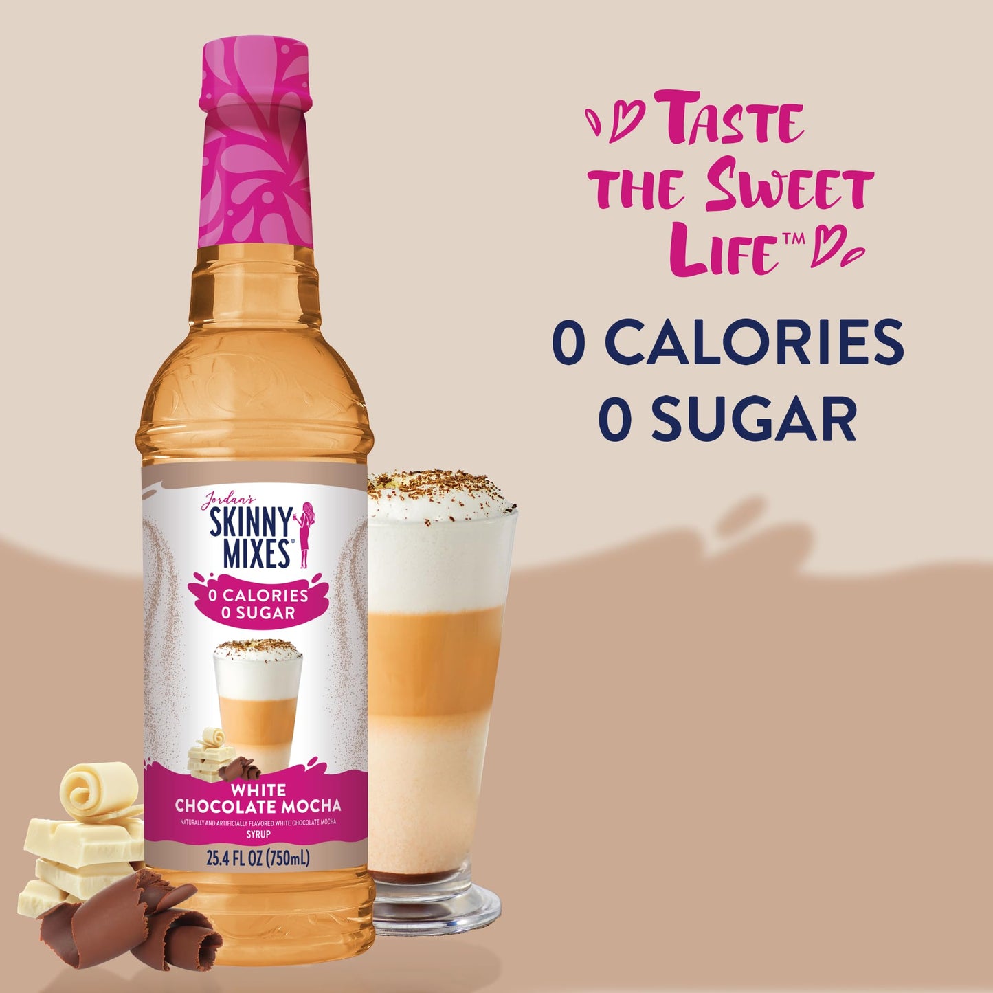 Jordan's Skinny Syrups Sugar Free Coffee Syrup, White Chocolate Mocha Flavor Mix, 25.4 Fl Oz