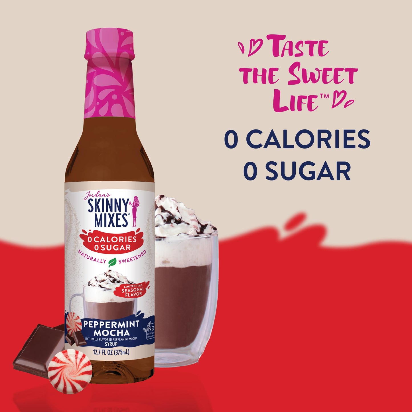 Jordan's Skinny Syrups Sugar Free Syrup, Peppermint Mocha Syrup, 12.6 oz