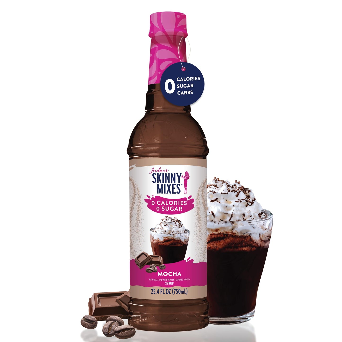 Jordan's Skinny Syrups Sugar Free Coffee Syrup, Mocha Flavor Drink Mix, 25.4 Fl Oz