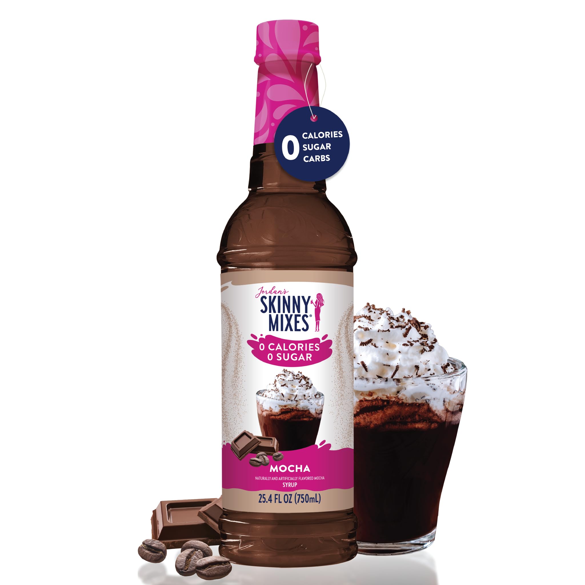 Jordan's Skinny Syrups Sugar Free Coffee Syrup, Mocha Flavor Drink Mix, 25.4 Fl Oz