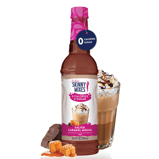 Jordan's Skinny Syrups Sugar Free Coffee Syrup, Salted Caramel Mocha Flavor Drink Mix, 25.4 Fl OZ