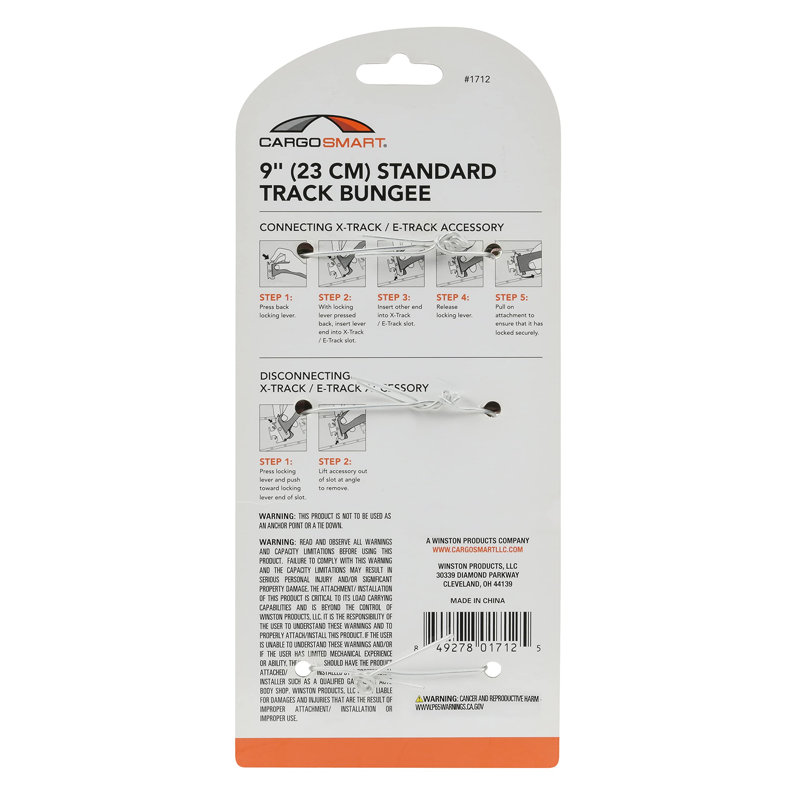 9" Standard Track Bungee 2 Pk Black
