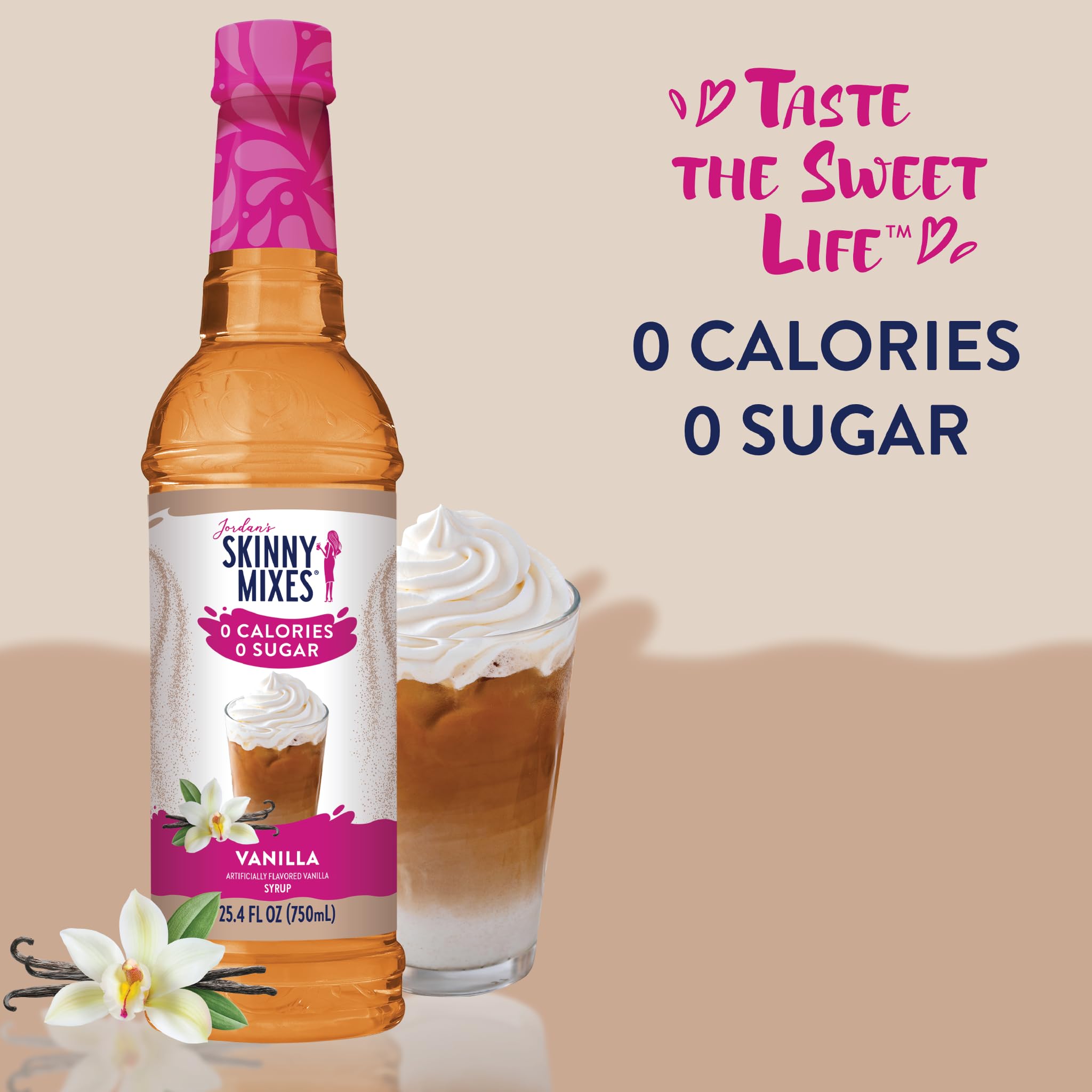 Jordan's Skinny Syrups Sugar Free Coffee Syrup, Vanilla Flavor Drink Mix, 25.4 Fl Oz