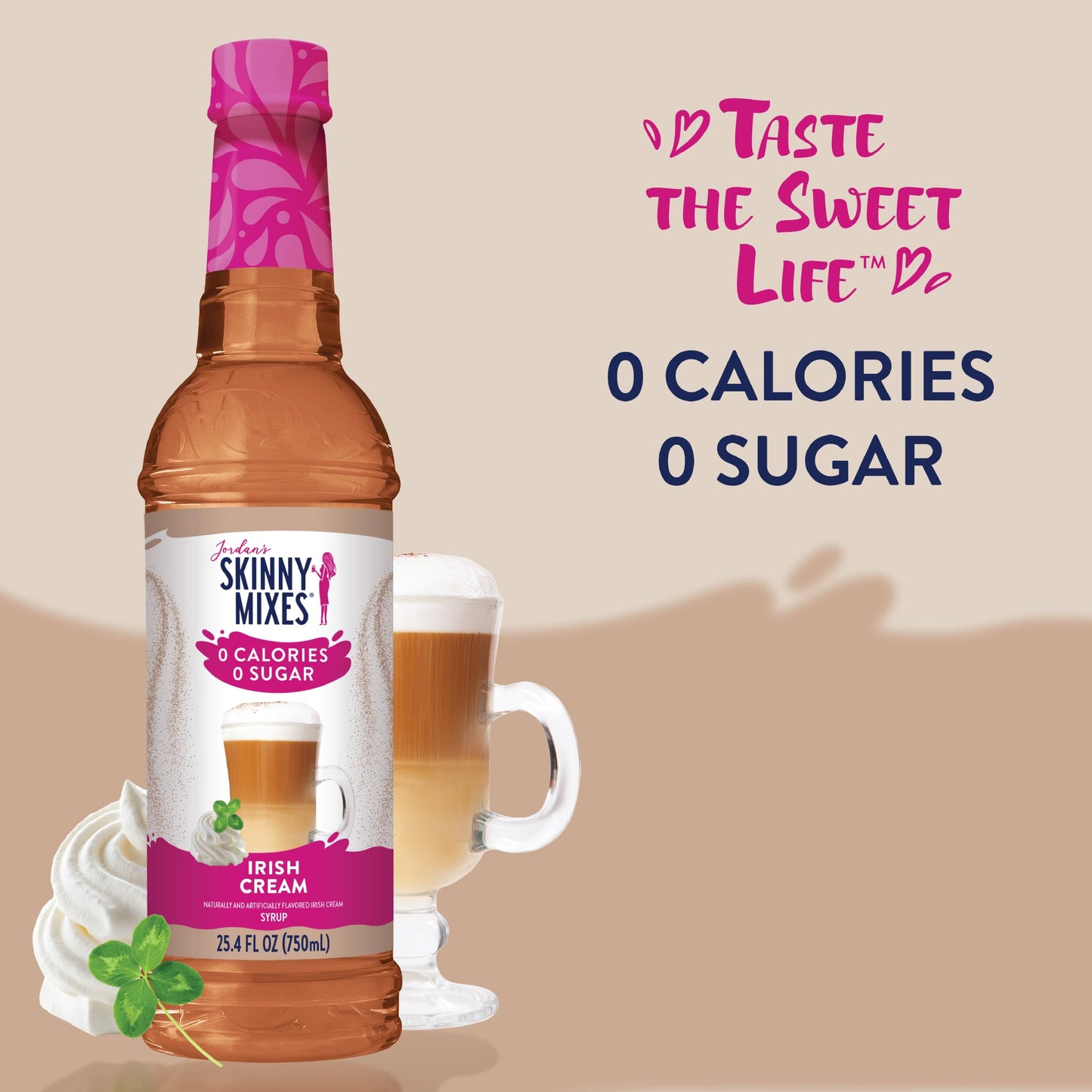 Jordan's Skinny Syrups Sugar Free Coffee Syrup, Irish Cream Flavor Drink Mix, 25.4 Fl Oz