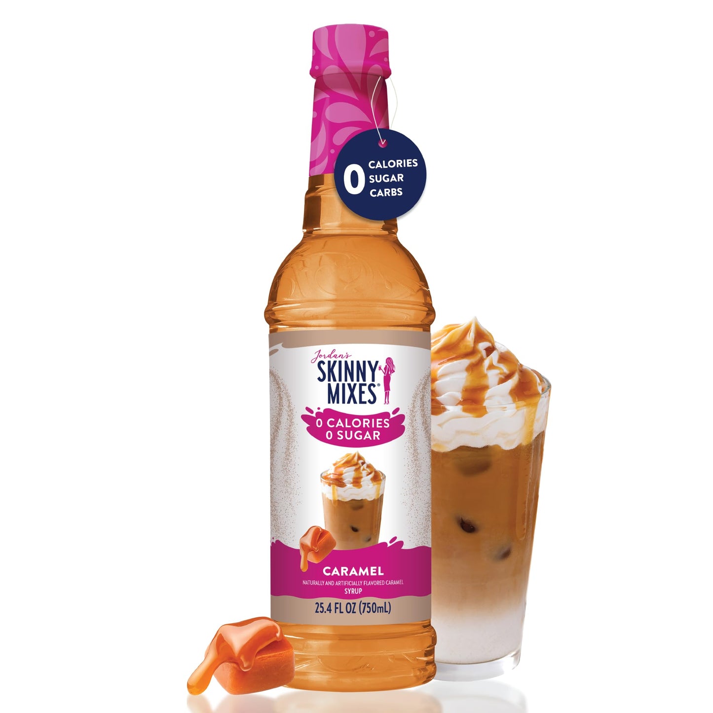 Jordan's Skinny Syrups Sugar Free Coffee Syrup, Caramel Pecan Flavor Drink Mix, 25.4 Fl Oz