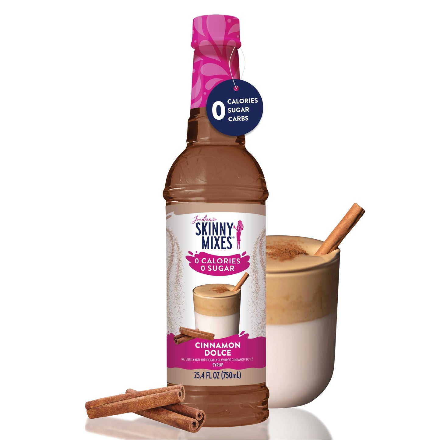 Jordan's Skinny Syrups Sugar Free Coffee Syrup, Cinnamon Dolce Flavor Drink Mix, 25.4 Fl Oz