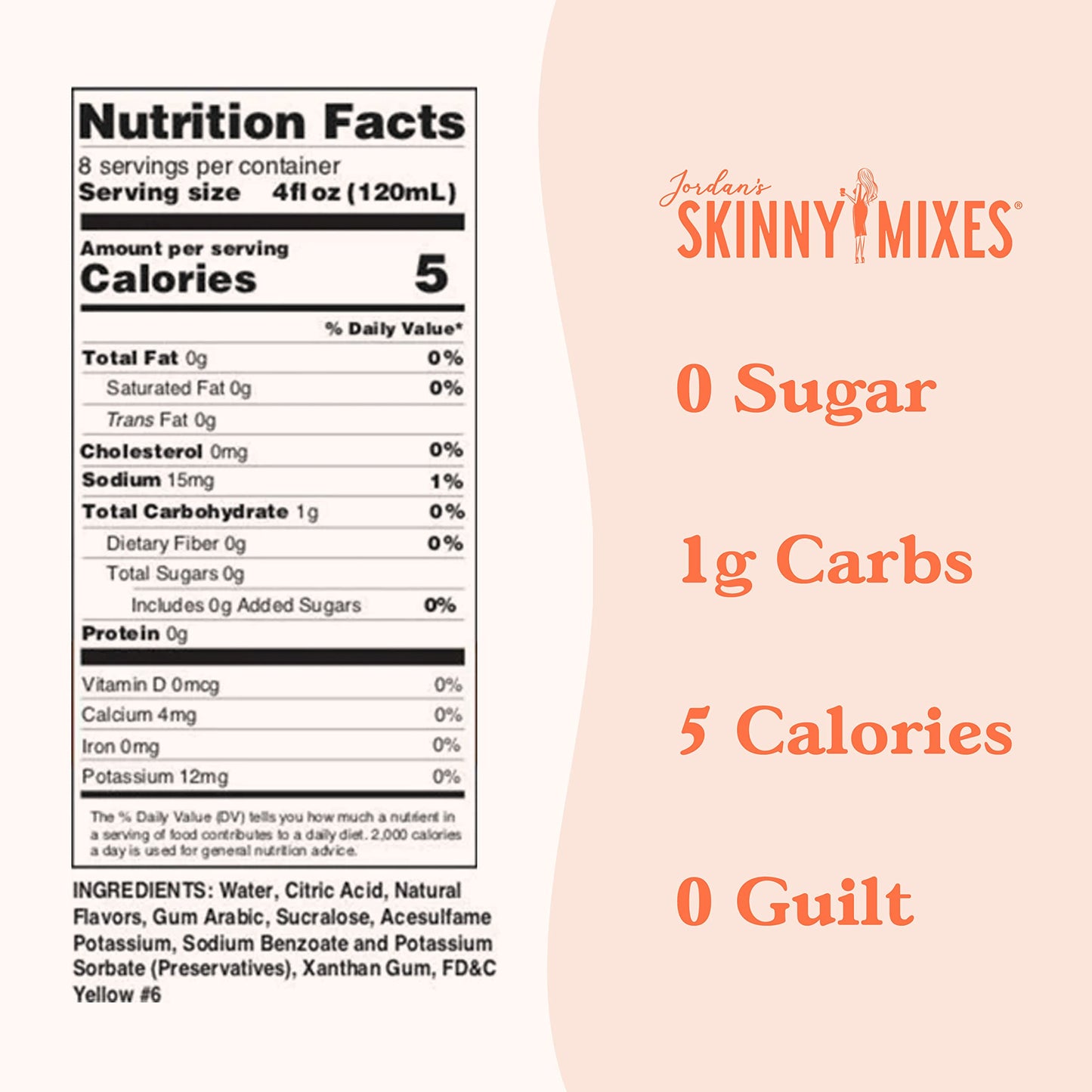 Jordan's Skinny Mixes Sugar Free Peach Bellini Mix,32 Fl Oz