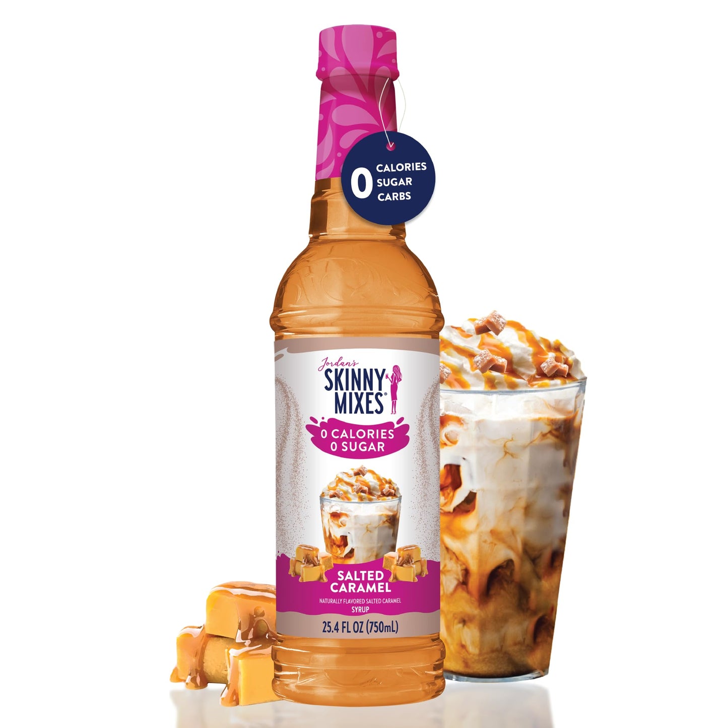 Jordan's Skinny Syrups Sugar Free Coffee Syrup, Salted Caramel Flavor Drink Mix, 25.4 Fl Oz