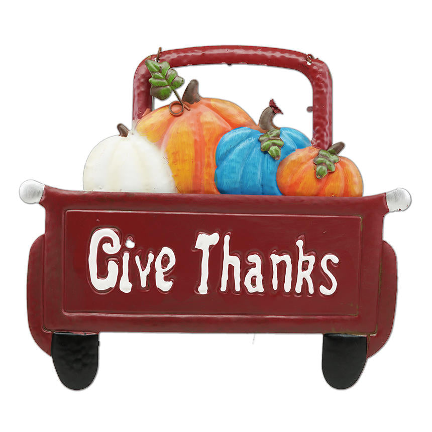 Metal Red Truck Give Thanks Hanger