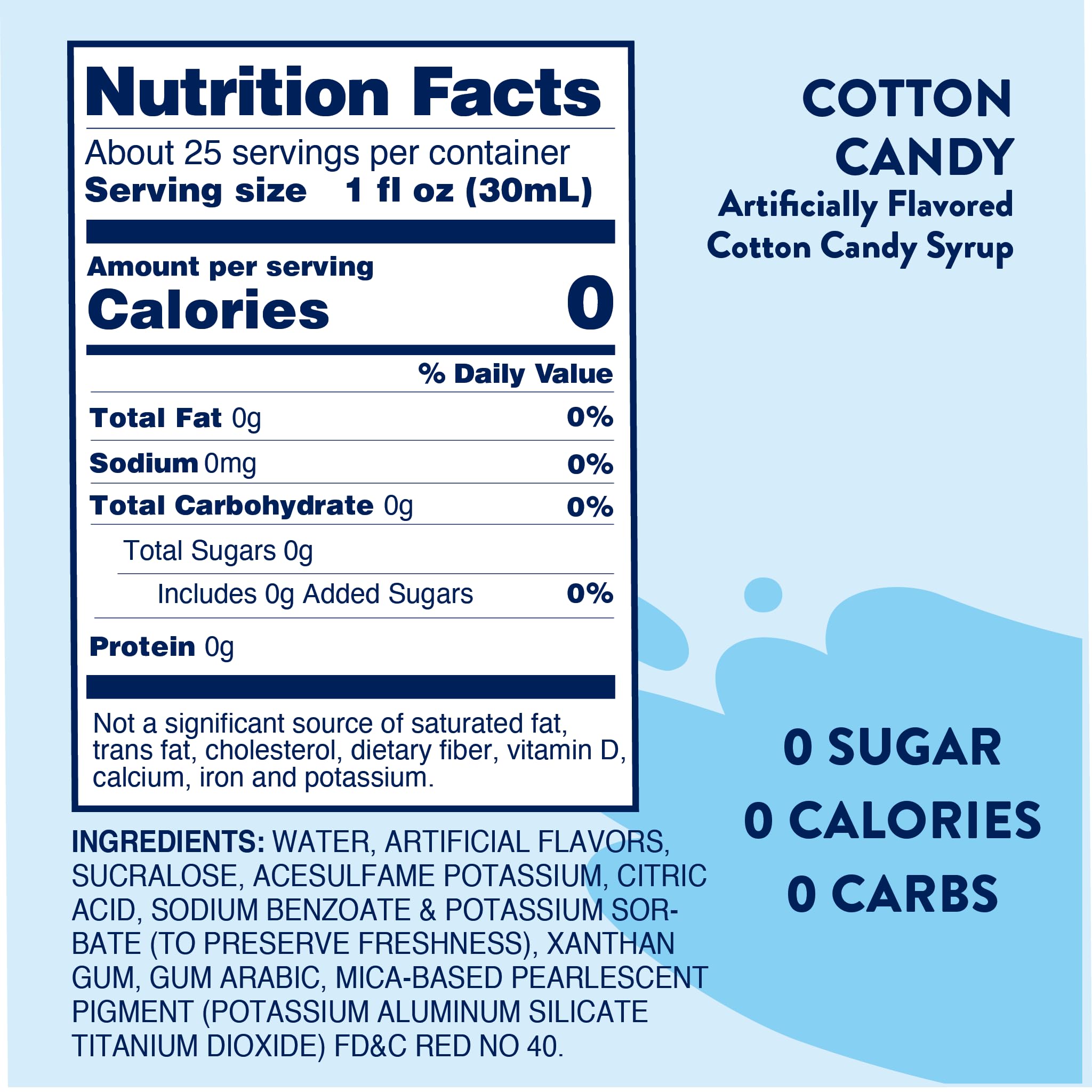 Jordan's Skinny Mixes Sugar Free Syrup, Cotton Candy Flavor,25.4 Fl Oz