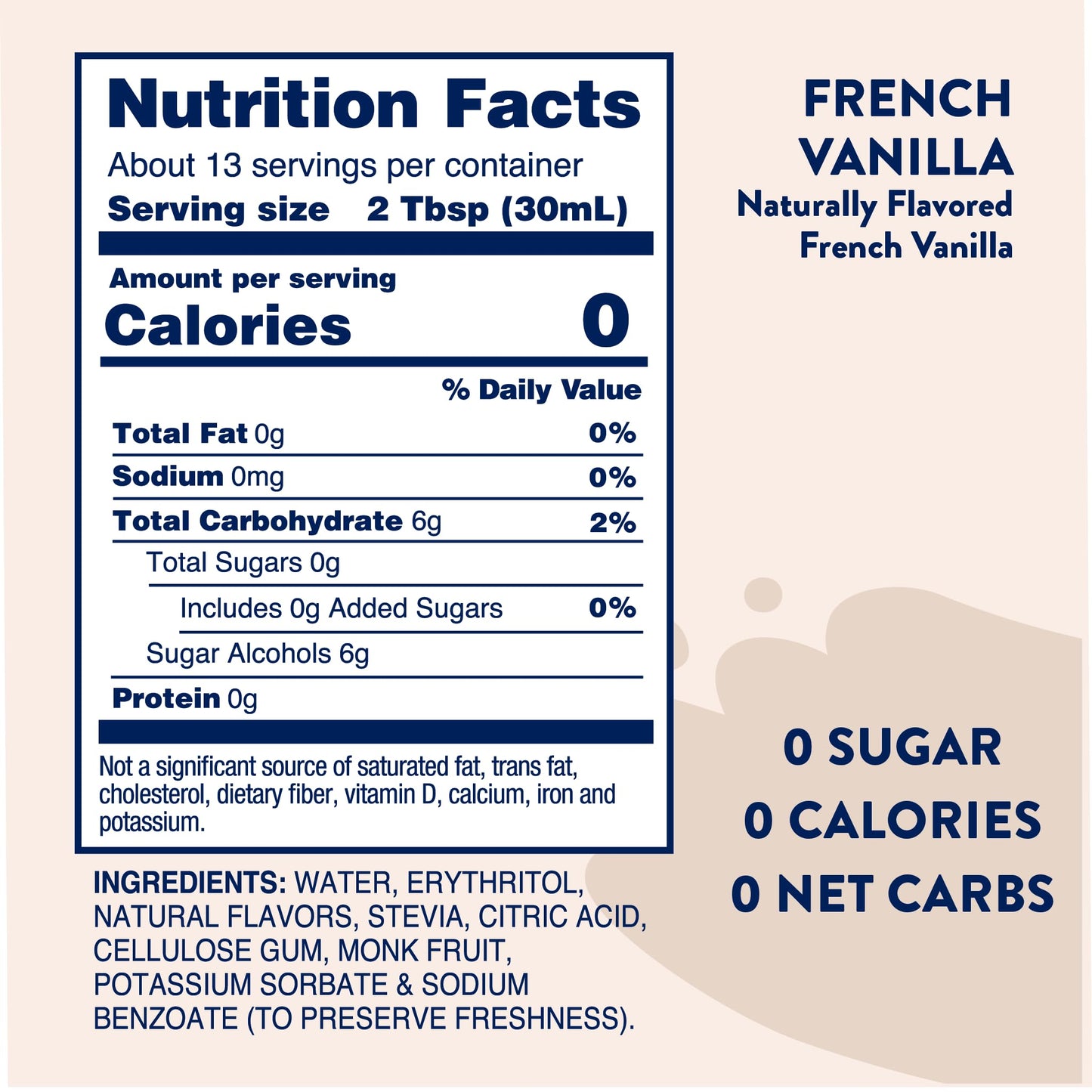 Jordan's Skinny Syrups Sugar Free Syrup, French Vanilla Syrup, 12.6 oz