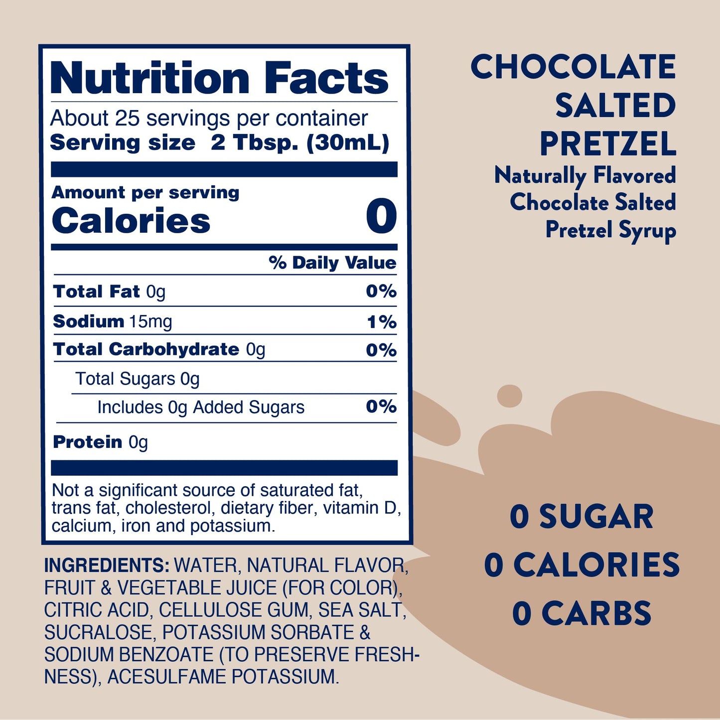 Jordan's Skinny Syrups Sugar Free Coffee Syrup, Chocolate Covered Pretzel Syrup Flavor, 25.4 Fl Oz