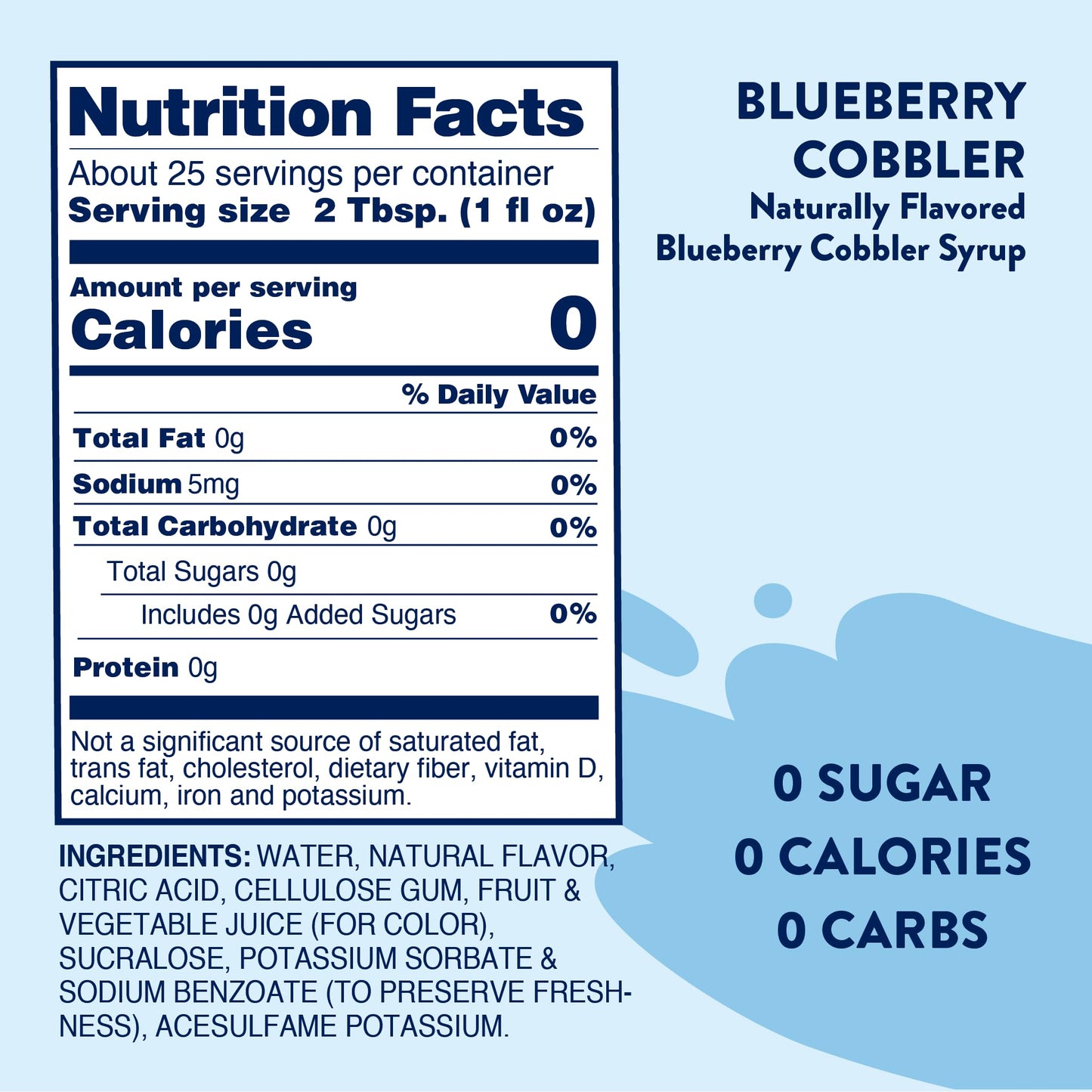 Jordan's Skinny Syrups Sugar Free Coffee Syrup, Blueberry Cobbler Syrup Flavor, 25.4 Fl Oz