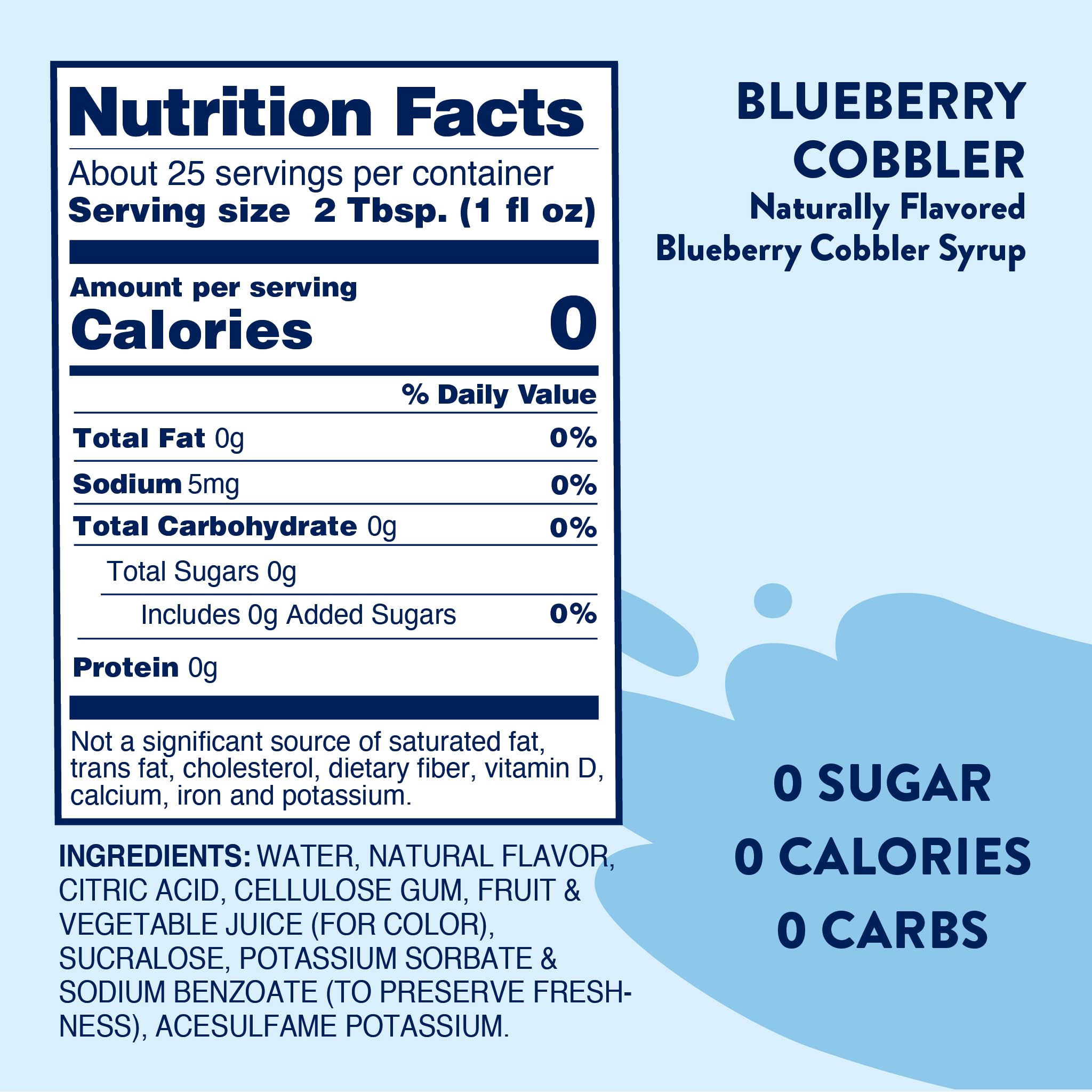 Jordan's Skinny Syrups Sugar Free Coffee Syrup, Blueberry Cobbler Syrup Flavor, 25.4 Fl Oz