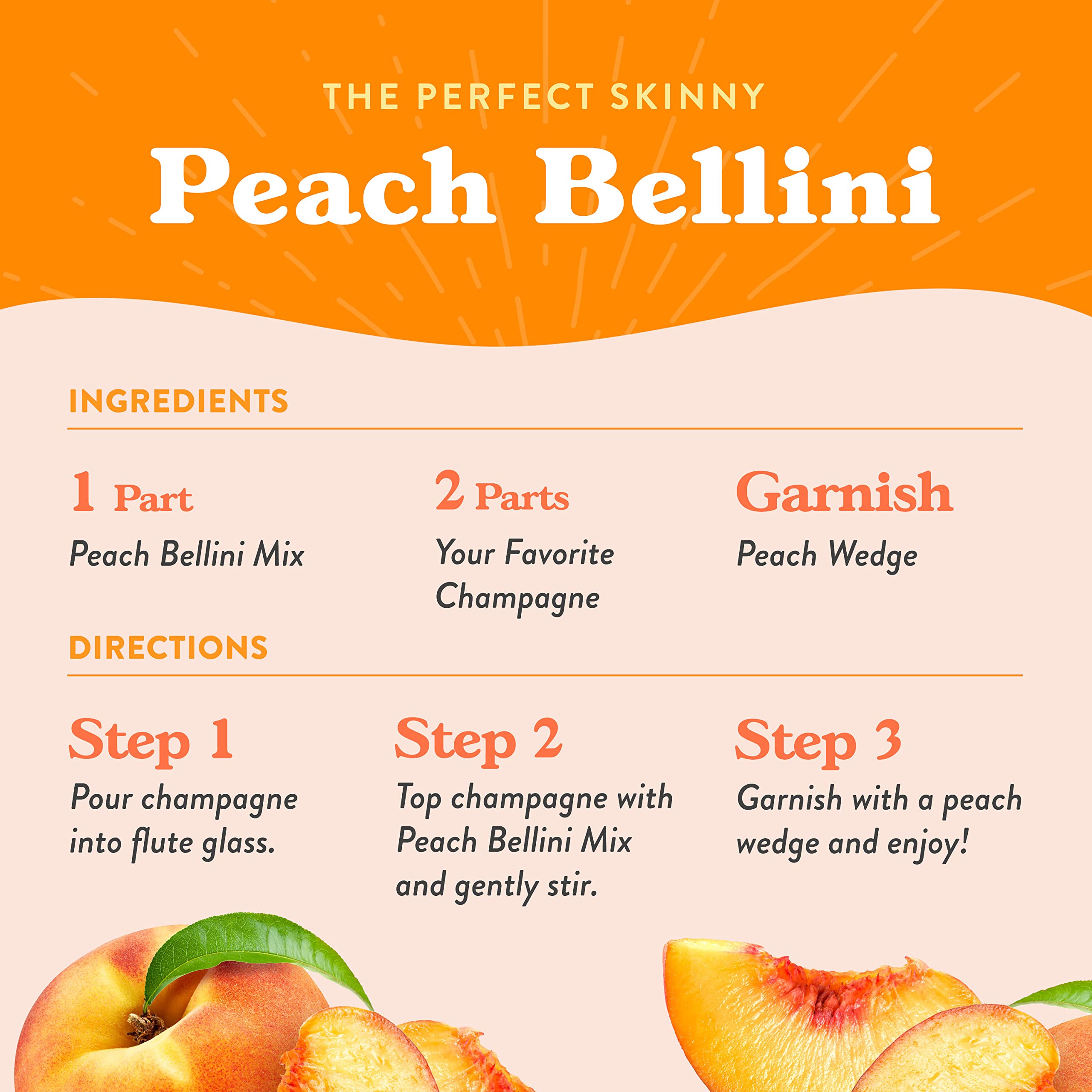 Jordan's Skinny Mixes Sugar Free Peach Bellini Mix,32 Fl Oz