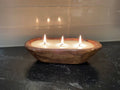 Hand-carved wood bowl candle with soy wax and essential oils