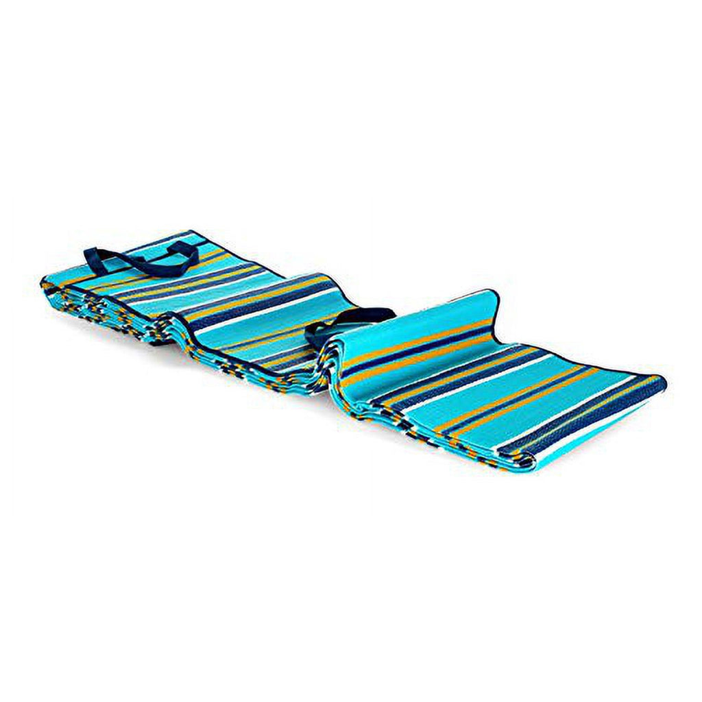 Blue and yellow striped folding mat