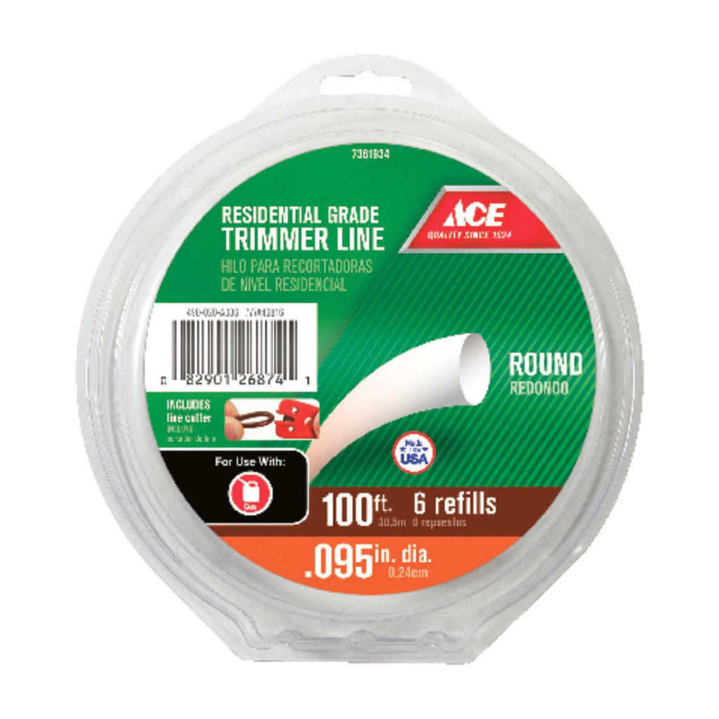 100-foot Ace brand string trimmer line designed for edging and trimming grass borders