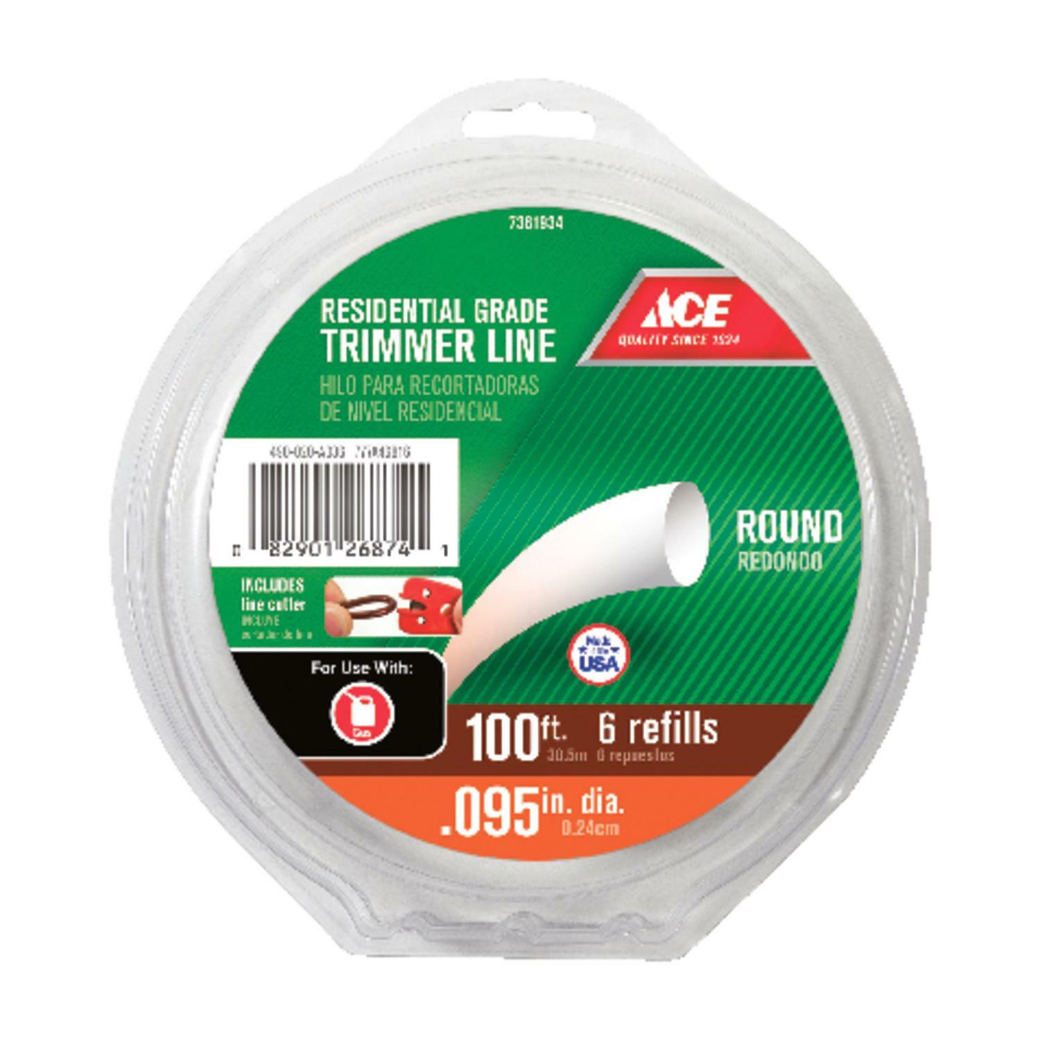 100-foot Ace brand string trimmer line designed for edging and trimming grass borders