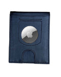 Black Leather Air Tag Money Clip Wallet with RFID Protection