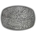 Antique silver belt buckle with floral pattern