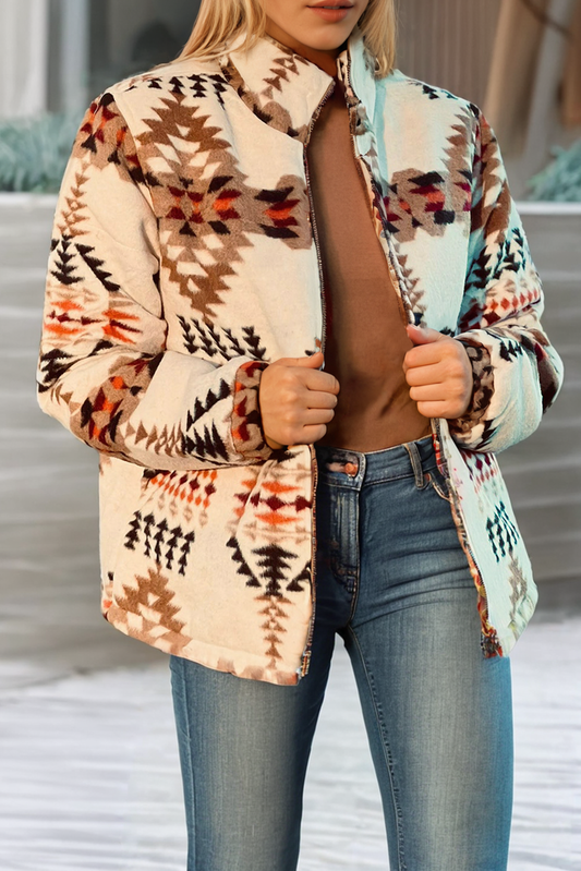 LDC Aztec Printed Stand Neck Zip Up Jacket