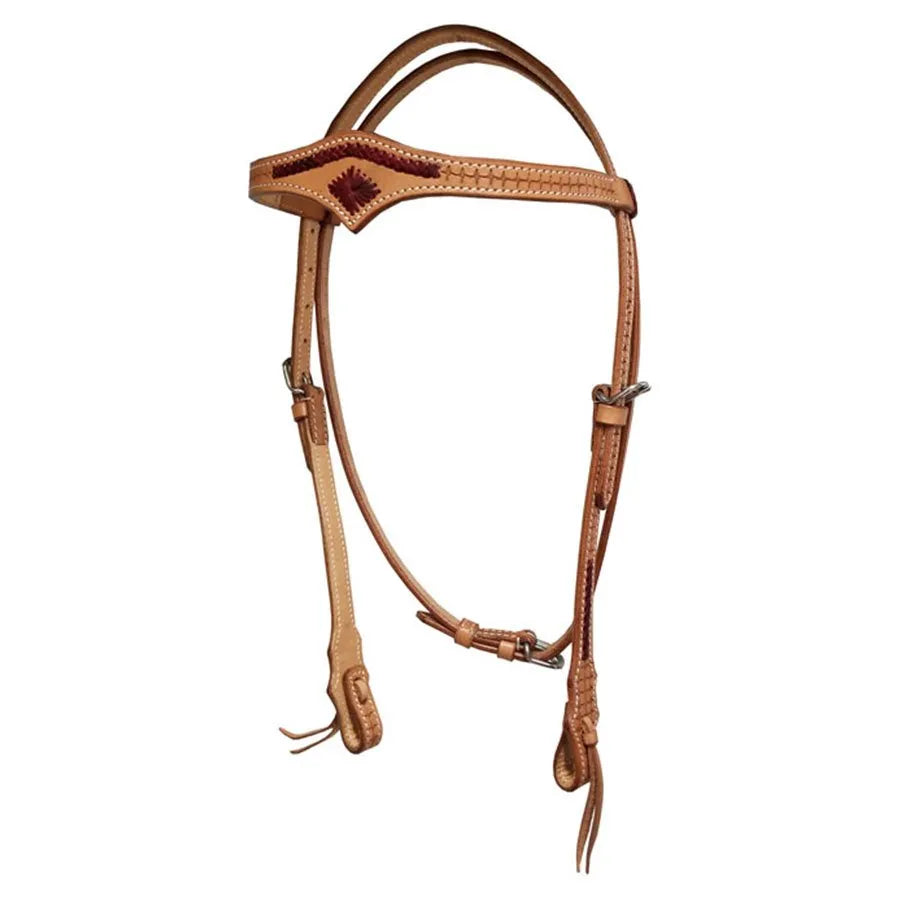 Buffalo Leather Western Headstall with Hand-Laced Browband – Final Clearance (Last One)