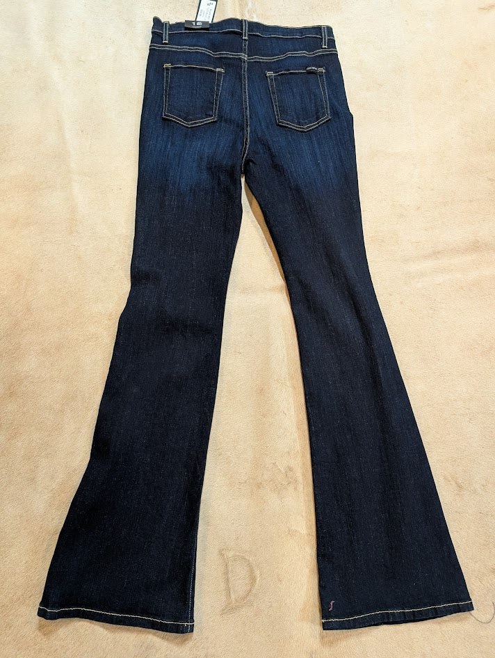 GJG Denim Los Angeles High Rise Bootcut Jeans – Distressed Dark Wash back view if pockets