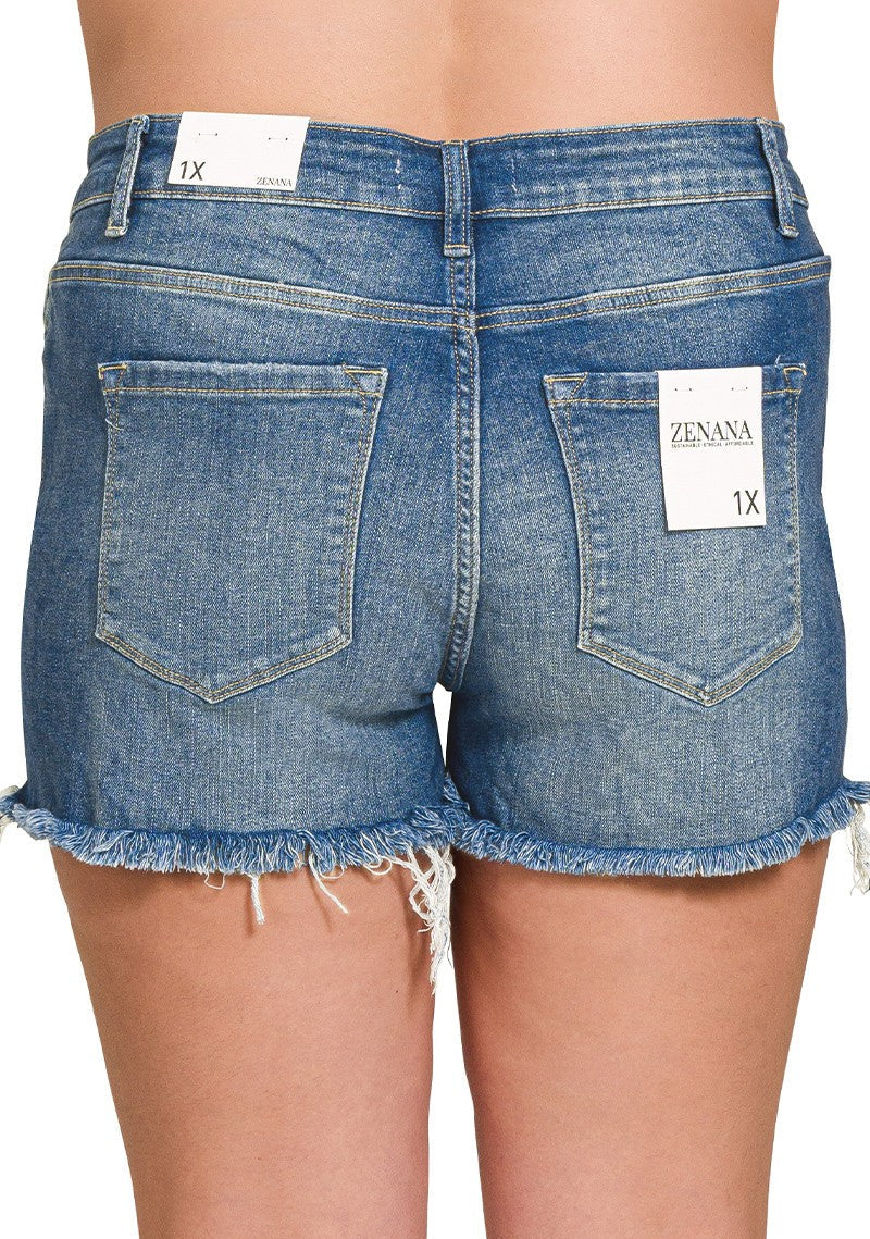 Zenana plus size shorts, frayed denim shorts for women